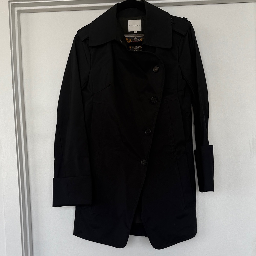 Celine Black Trench Coat for Women - Picture 3 of 7